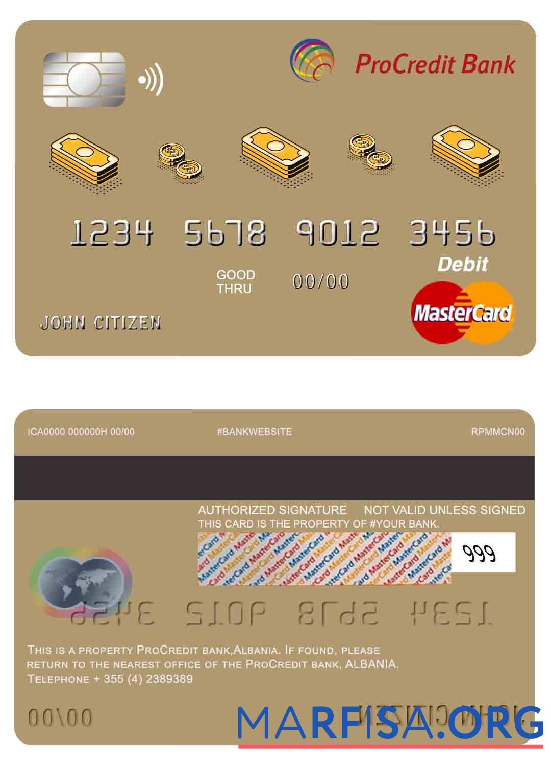 Downloadable Albania Procredit bank master card example
